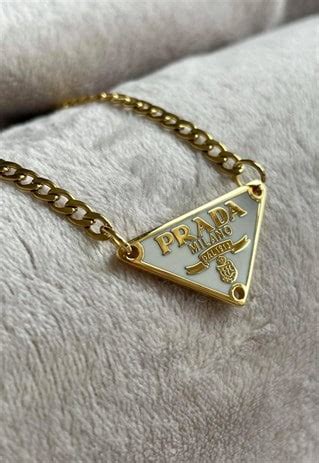 prada necklace white and gold|prada necklace for boys.